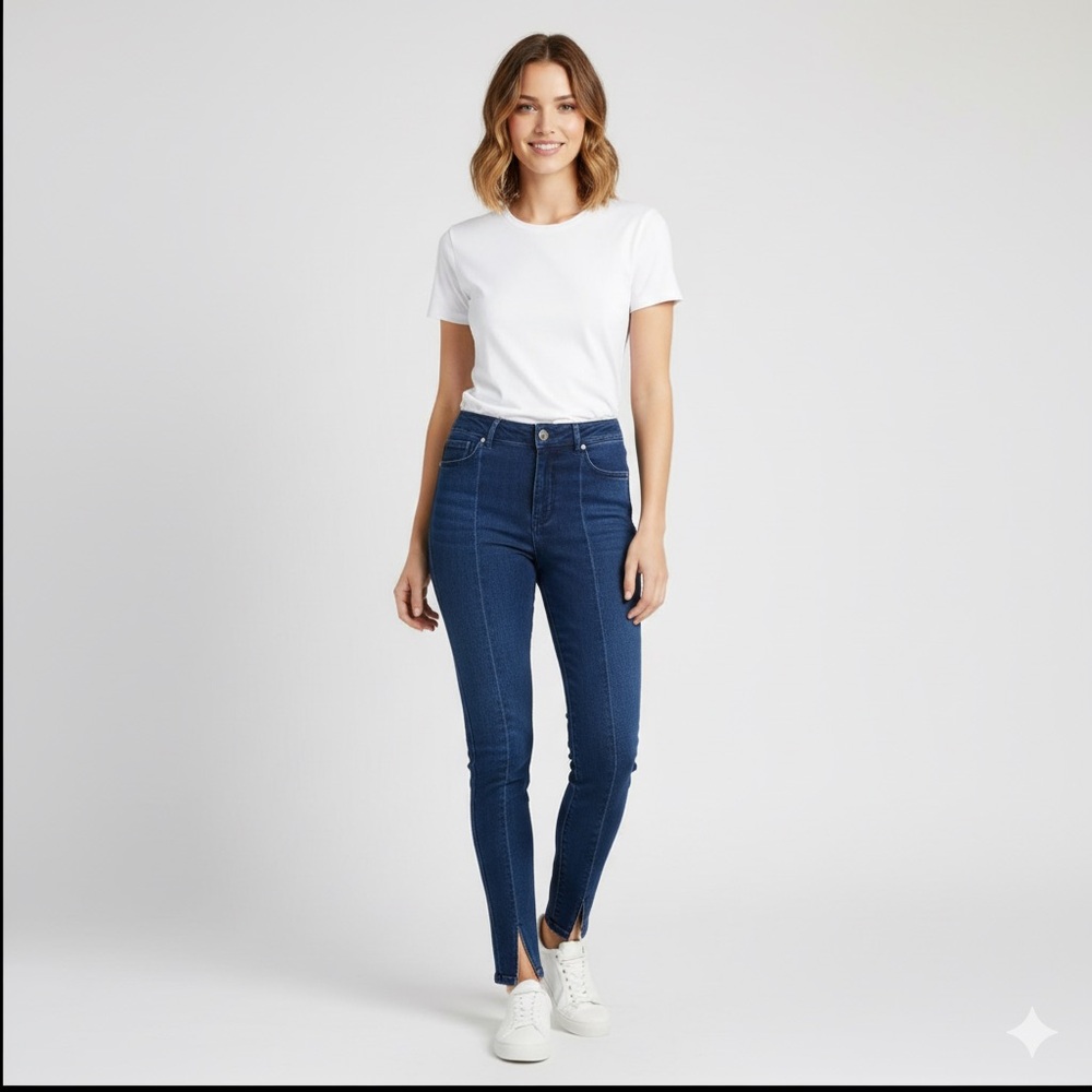 Anthropologie Pilcro | Split-Hem Tailored High Rise Skinny Denim Trousers, 29